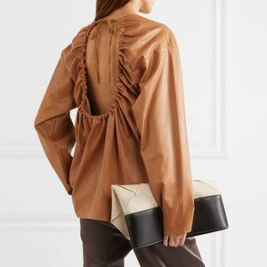 We11done Open Back Faux Leather Blouse